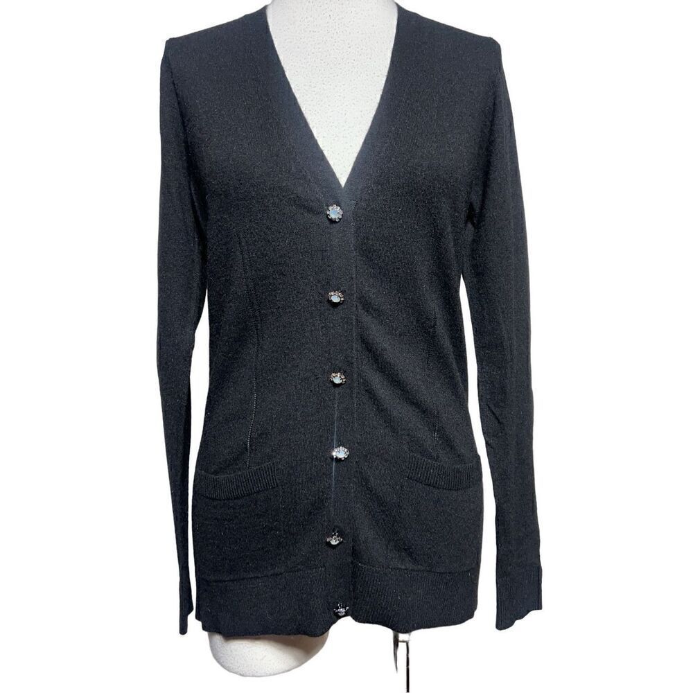 Milly of New York Long Sleeve Cardigan Sweater Rhinestone Buttons Size Medium
